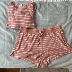 Stars Above Striped Pink and White Sleepwear Set
